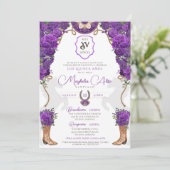 Invitation Violet violet Floral Ouest Charro Quinceañera (Debout devant)