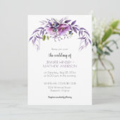 Invitation Violet violet Lavande Aquarelle Mariage Floral | (Debout devant)