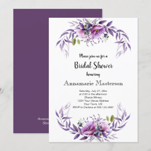Invitation Violet Violet Lavande Fête des mariées florale