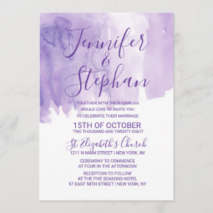 Invitation Violet violet Mariage d'aquarelle