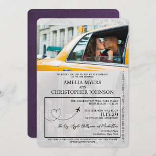 Invitation Violet violet Mariage de passeport de New York Cit