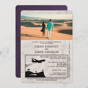 Invitation Violet violet Mariage du passeport marocain
