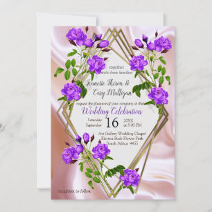 Invitation Violet violet, or & Rose, Rose, Soie magenta