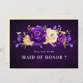 Invitation Violet violet or serez-vous ma servante d'honneur  (Devant / Derrière)