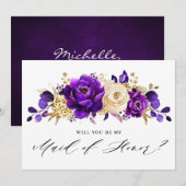 Invitation Violet violet or serez-vous ma servante d'honneur (Devant / Derrière)