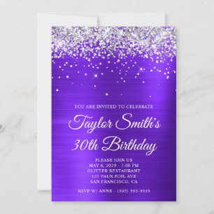 Invitation Violet Violet Pour 30 Ans Pailleté Argent