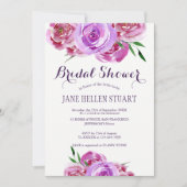 Invitation Violet violet rose des pivoines bouquet douche nup (Devant)