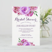 Invitation Violet violet rose des pivoines bouquet douche nup (Debout devant)