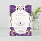Invitation Violet violet Rose Ouest Charro Quinceanera (Debout devant)