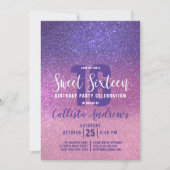 Invitation Violet violet rose triple Parties scintillant Ombr (Devant)
