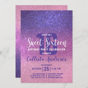 Invitation Violet violet rose triple Parties scintillant Ombr