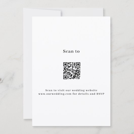 Invitation Violet violet vert fleuri code QR RSVP mariage (Dos)
