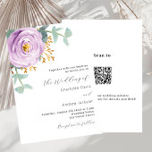 Invitation Violet violet vert fleuri code QR RSVP mariage