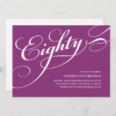 Invitation Violet violet violet élégant 80e anniversaire Invi (Devant / Derrière)
