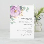 Invitation Violet violet violet fleuri mariage (Debout devant)