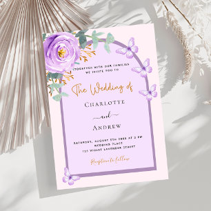 Invitation Violet violet violet rose mariage de verdure fleur