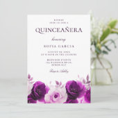 Invitation Violet violet violet Roses Floral Quinceanera (Debout devant)
