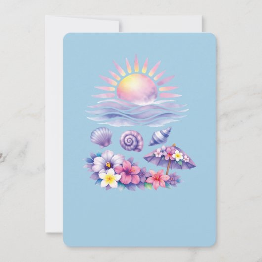 Invitation violet watercolor creative beach (Devant)