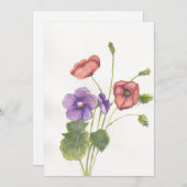 Invitation Violets et pavots (Devant / Derrière)