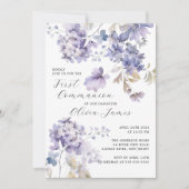Invitation Violets sauvages Première Communion sainte (Devant)