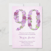 invitation violette 90e anniversaire, cartes de fê (Devant)