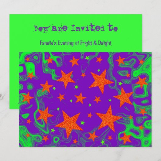 Invitation violette à code épellé (Devant / Derrière)
