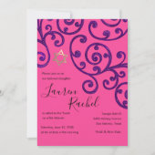 Invitation violette bat mitzvah Motif Scroll (Devant)