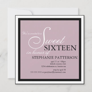 Invitation violette d'un élégant Sweet sixteen