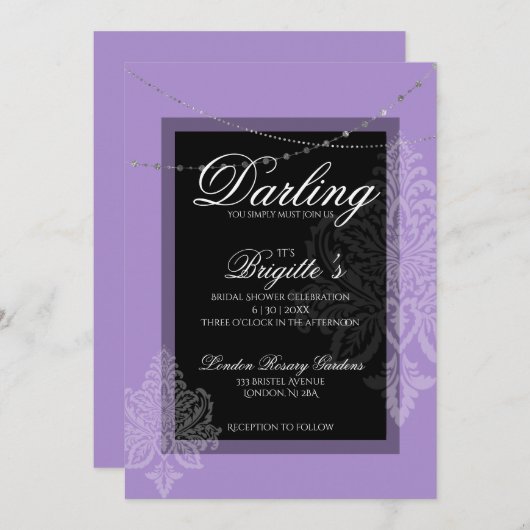 Invitation violette et noire (Devant / Derrière)