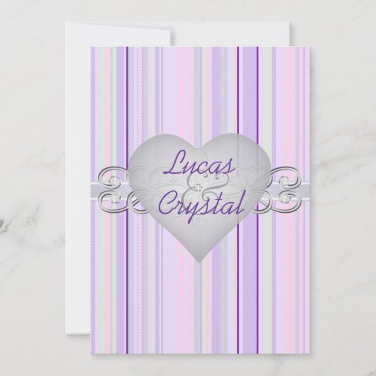 Invitation violette Pastel Pinstripe (Devant)