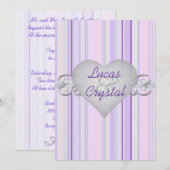 Invitation violette Pastel Pinstripe (Devant / Derrière)