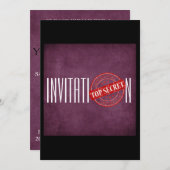 Invitation violette personnalisée Top Secret (Devant / Derrière)