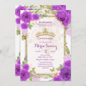 Invitation violette Rose mexicaine Charra Mis Quin (Devant / Derrière)