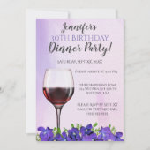 Invitation Violettes et Verre à Vin 30e anniversaire Dîner fê (Devant)