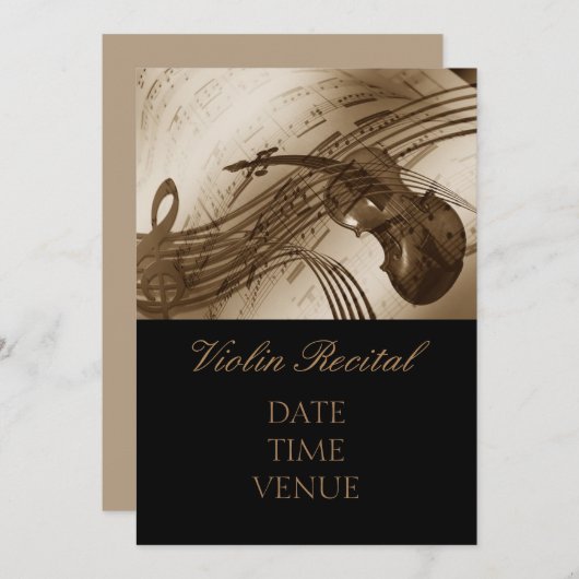 Invitation Violin Considérant élégance et performance (Devant / Derrière)