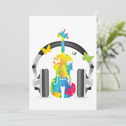 Invitation Violon Abstrait avec casque et musique (Debout devant)