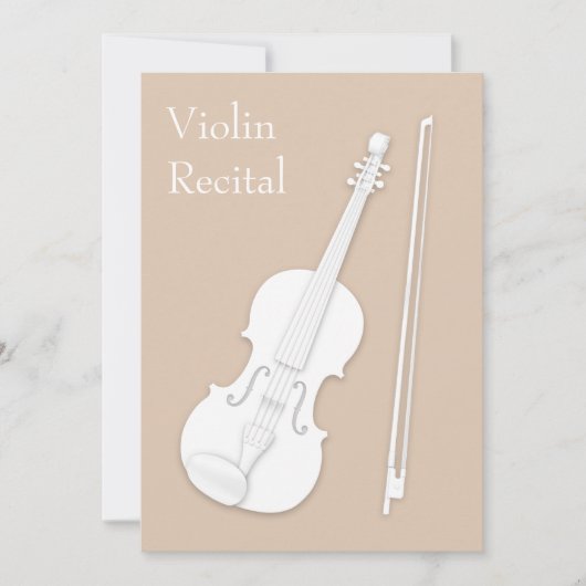 Invitation Violon blanc & Bow Music Considérant Concert Beige (Devant)