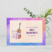 Invitation Violon, chaussures de ballet et papillons Annivers (Debout devant)