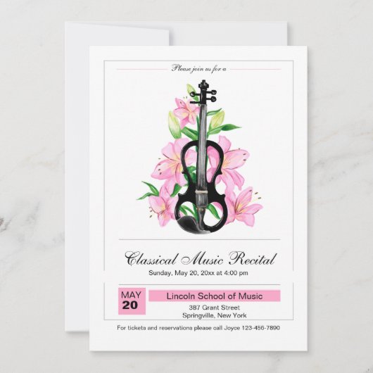 Invitation Violon Classique (Devant)