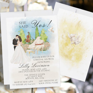 Invitation Violon De Piano De Fête des mariées Élégant Elle A