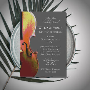Invitation Violon Elegant Music Considérant Classic Grey