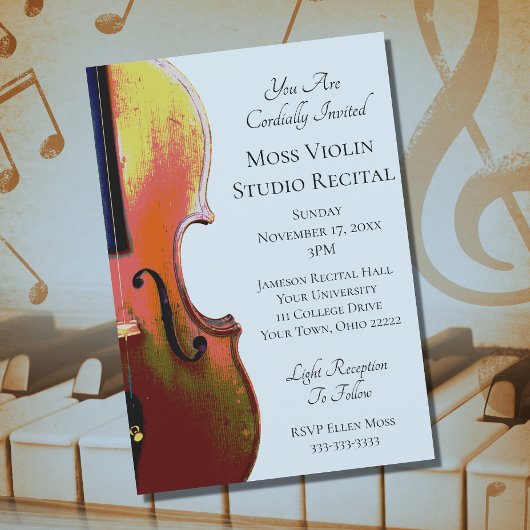 Invitation Violon musical élégant Considérant