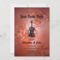 Violon noir gothique aux roses rouges