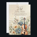 Invitation Violon vintage Dusty Blue Flowers 21e anniversaire<br><div class="desc">Elégante et vintage invitation à la fête du 21ème anniversaire pour les femmes avec un violon assis parmi des fleurs et verdure bleu et crème poussiéreuses. Personnalisez en ajoutant le nom de l'invitée d'honneur, son âge et les informations de son parti. Contactez-nous pour obtenir de l'aide sur la personnalisation ou...</div>