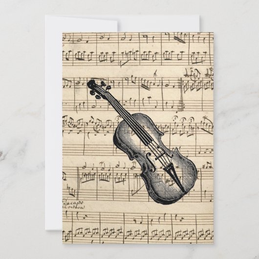 Invitation Violon vintage et Partition Musique Plat Invitatio (Devant)