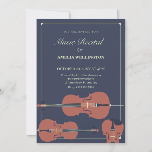 Invitation violoncelle classique violoncelle foncé récital cl (Devant)