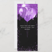 Invitation vip ballon noir violet anniversaire (Dos)