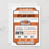 Invitation VIP BILLET DE BASKETBALL Bar Bat Mitzva (Devant)