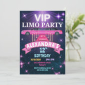 Invitation VIP Limo Fête Anniversaire Fille (Debout devant)