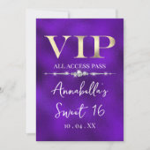 Invitation VIP Or en Glamour sur Fond Violet (Devant)